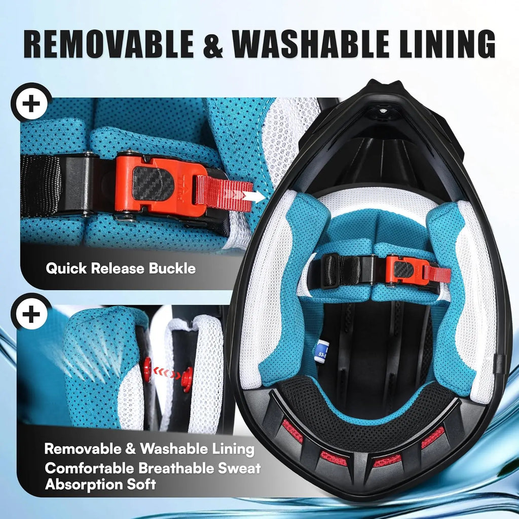 Adult and teens Dirt Bike Helmet Full Face Motorcycle Helmets with Adjustable Goggles  Motocross Helmet for Off-Road ATV BMX UTV