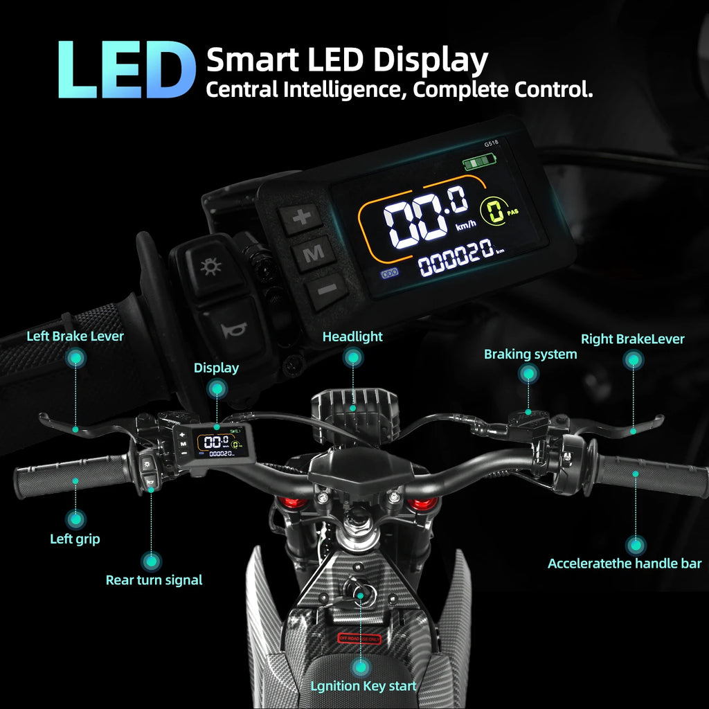 Valtinsu EM5 48V 2500W Mid-Drive Motor 23.4Ah Battery Teens and Adults Electric Motorcycle Off Road Motorbikes