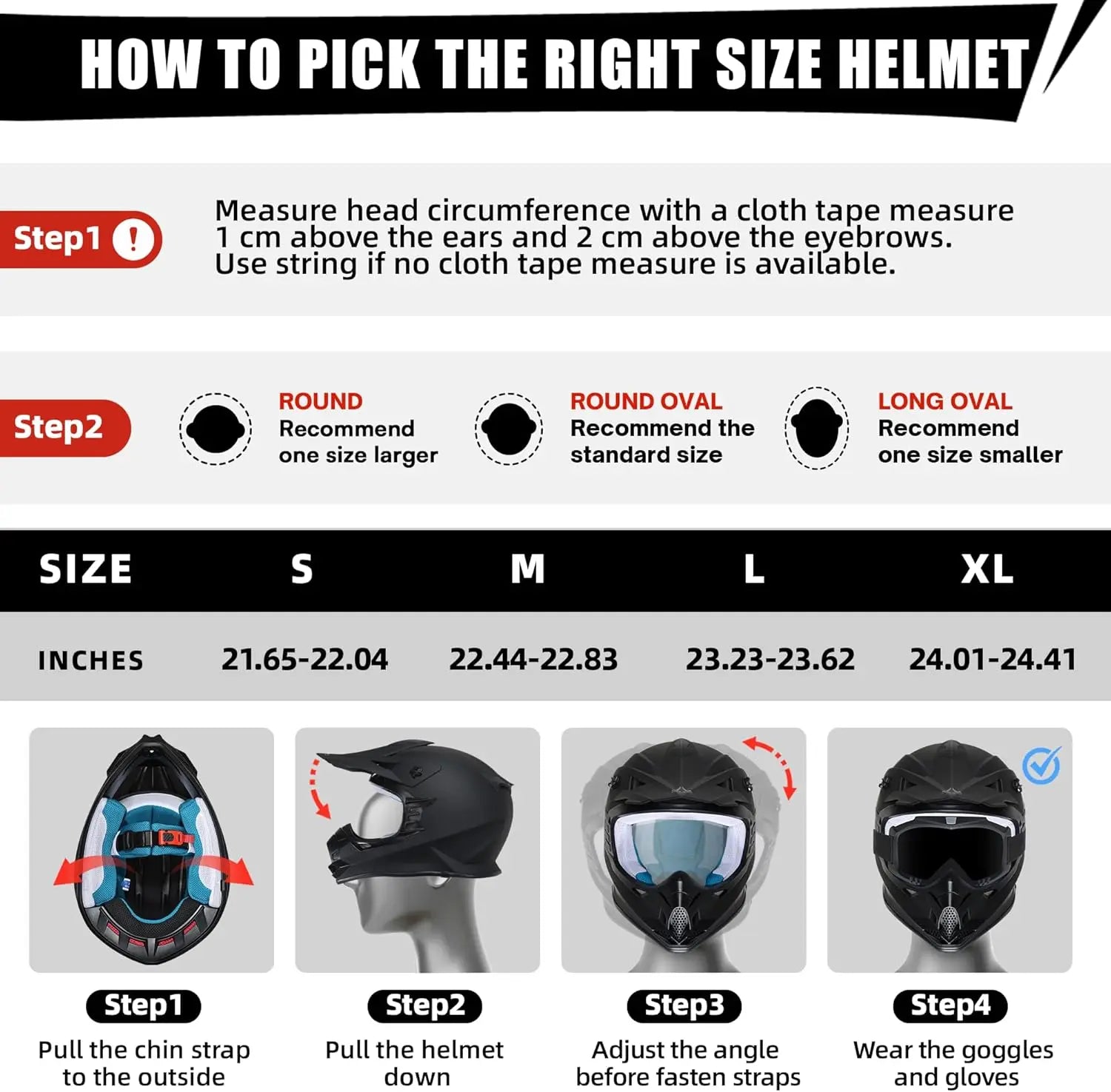 Adult and teens Dirt Bike Helmet Full Face Motorcycle Helmets with Adjustable Goggles  Motocross Helmet for Off-Road ATV BMX UTV