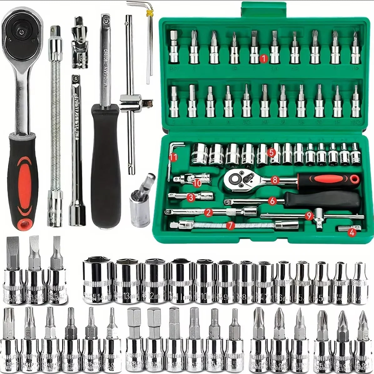 Socket Wrench Tool Kit 46 Pieces For E Bikes/E Motos and Mountain Bikes/Pedal Bikes
